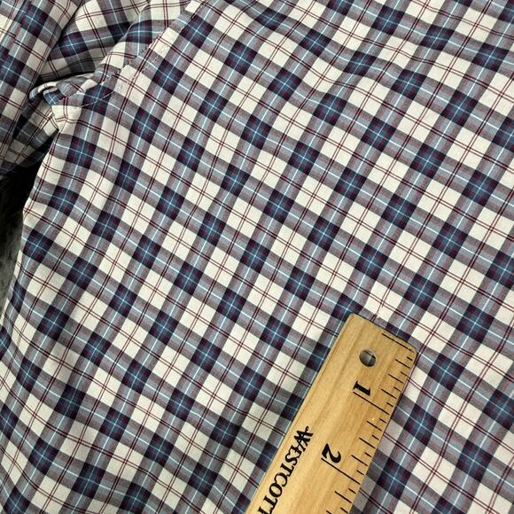 Brunello Cucinelli Slim Fit Button Shirt Mens M Red Blue Plaid Italy Dress - Picture 8 of 13